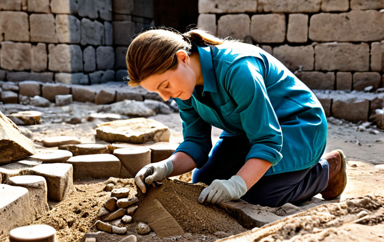 Ancient Artifact Discovery**
"A fully clothed female archaeologist in appropriate attire, carefully brushing dirt off an ancient artifact in the Ruins of Drakon, safe for work, professional, perfect anatomy, natural proportions, high resolution, well-formed hands, proper finger count, discovering history, modest clothing, family-friendly."
**